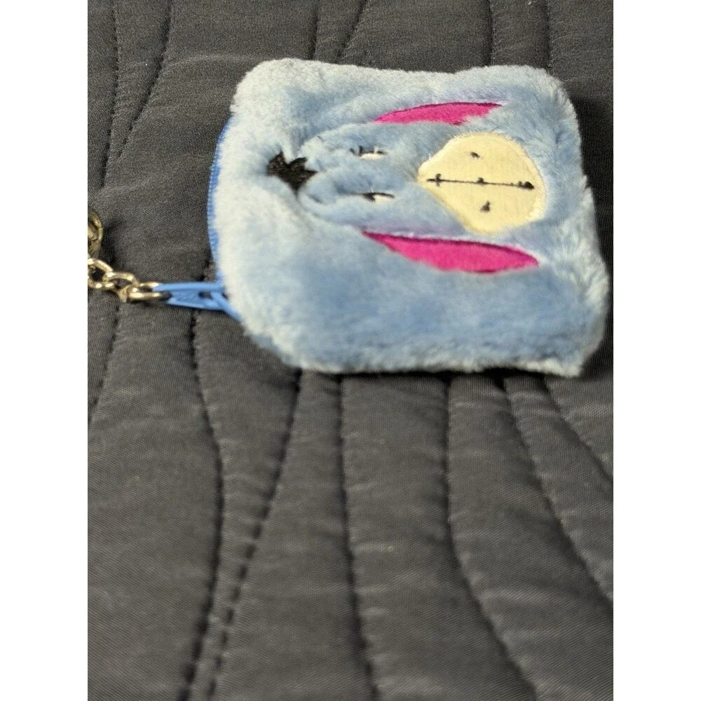 Disney Eeyore Plush Coin Purse Keychain Mini Zip Pouch Blue Winnie the Pooh